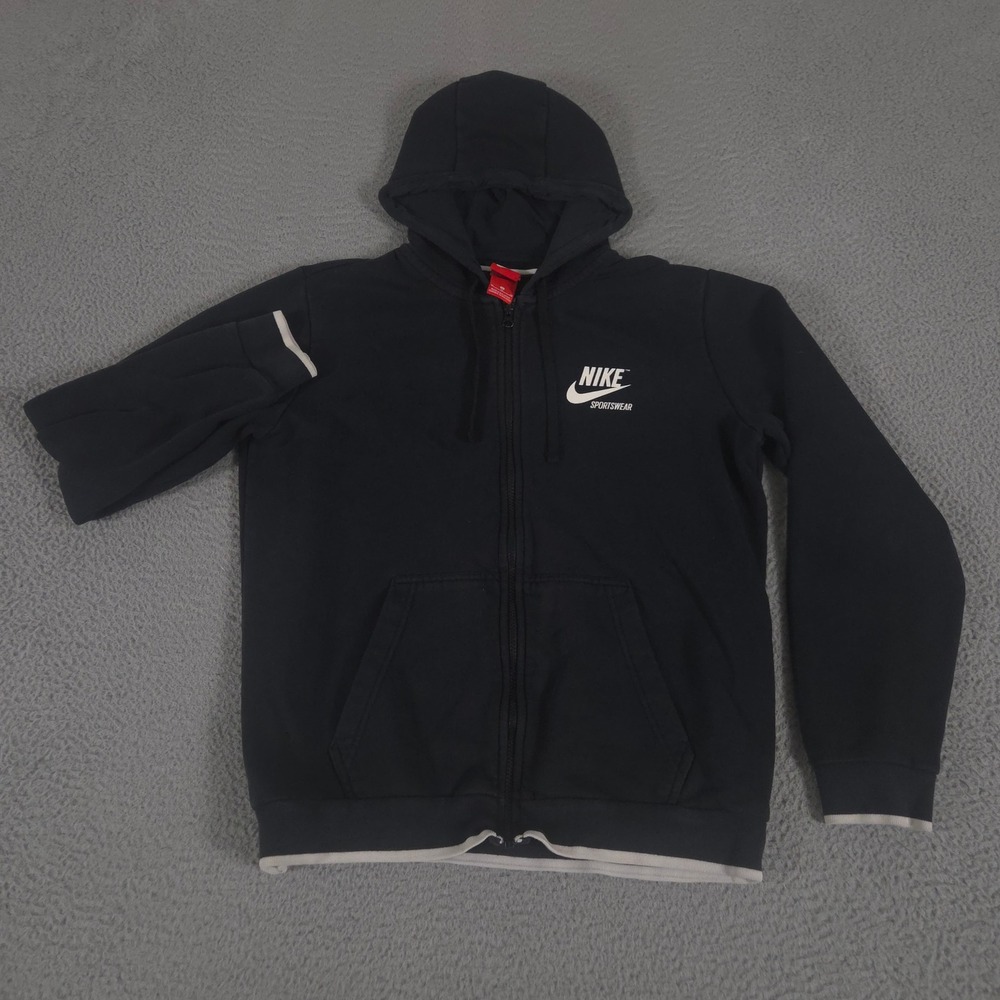 Nike Jacket Mens M Hoodie Sportswear Full Zip Fleece Contrast Trim Big Logo Gym